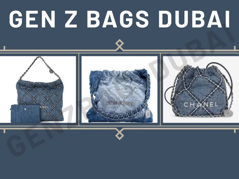 Chanel 22 Denim Bag in soft blue jean fabric with gold chain strap draped over shoulder