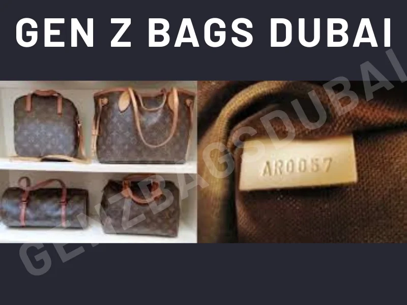 Close-up d'un code date Louis Vuitton authentique sur languette cuir intérieure d'un sac vintage